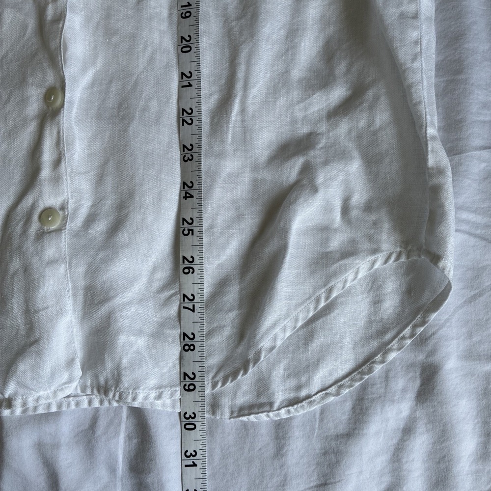 VTG Liz Claiborne Lizsport White 100% Linen Button Up Long‎ Sleeve Blouse Size S - Picture 10 of 13
